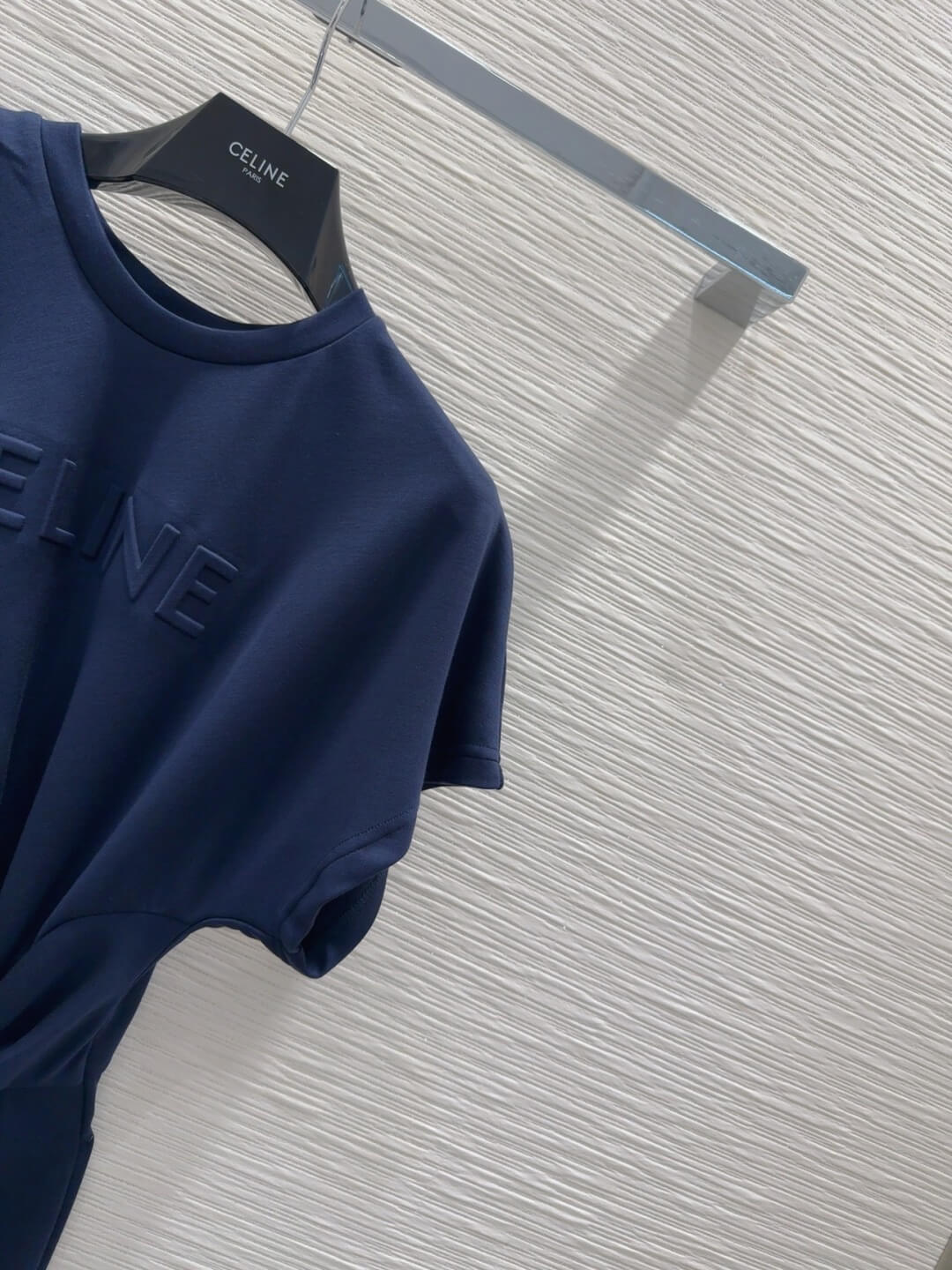 Celine Navy Blue Knot-Detail Cotton Jersey Dress - Image 6