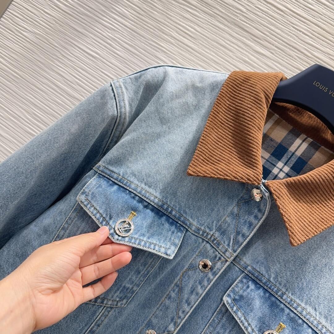 Louis Vuitton Denim Jacket with Corduroy Collar – Light Blue (Reversible) - Image 4