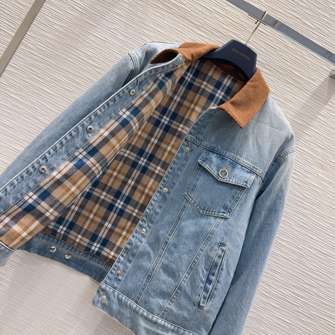 Louis Vuitton Denim Jacket with Corduroy Collar – Light Blue (Reversible) - Image 6