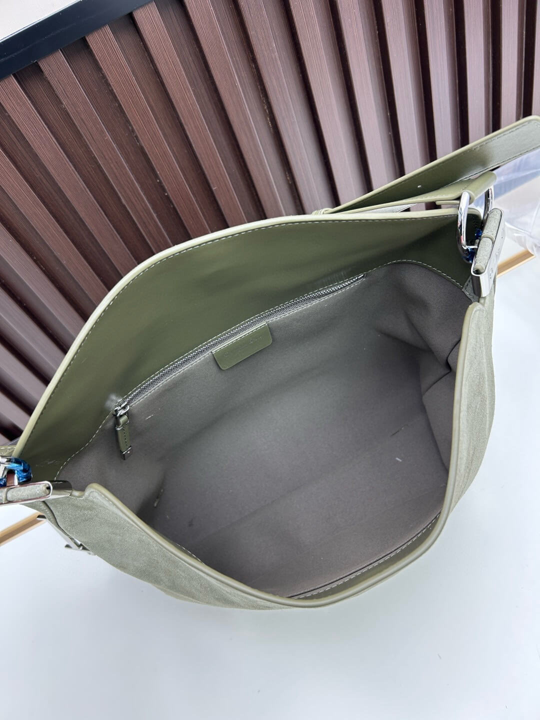 Dior D-Journey Suede Shoulder Bag – Light Green/Sage - Image 8