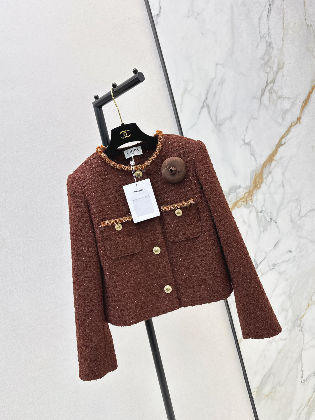 Celine Marco Women’s Brown Tweed Cropped Jacket - Image 3