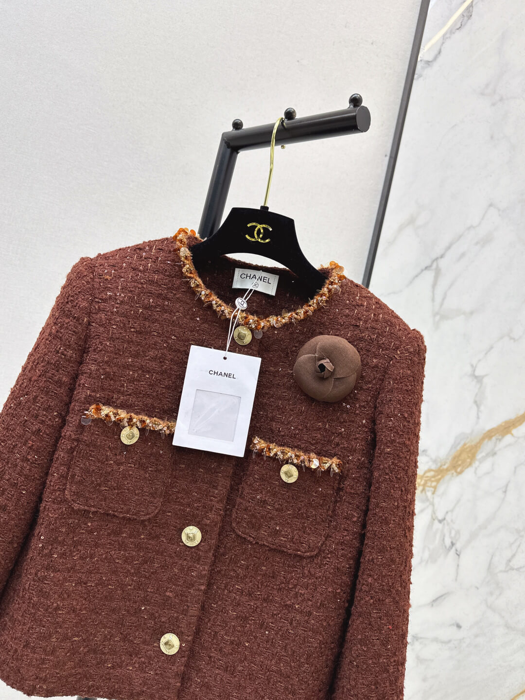 Celine Marco Women’s Brown Tweed Cropped Jacket - Image 4