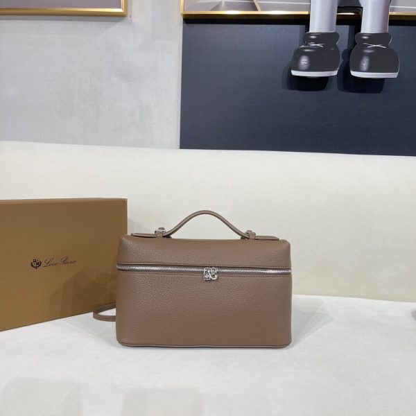 Loro Piana Extra Pocket L19 Pouch – Grained Leather (Taupe)