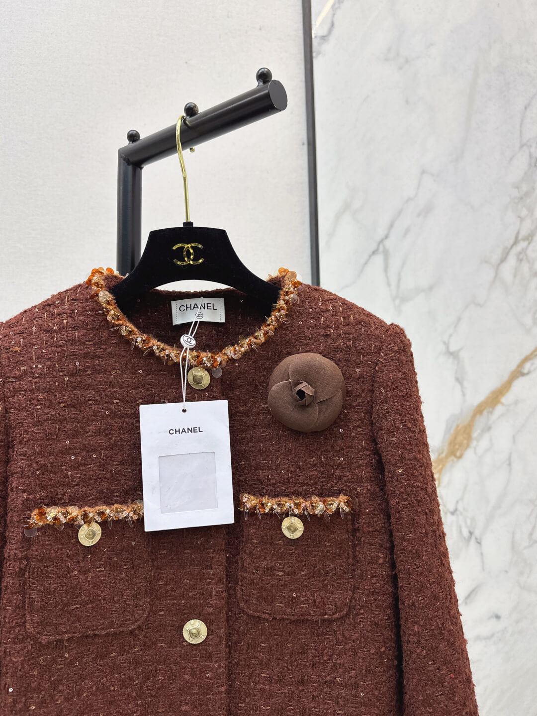 Celine Marco Women’s Brown Tweed Cropped Jacket - Image 5