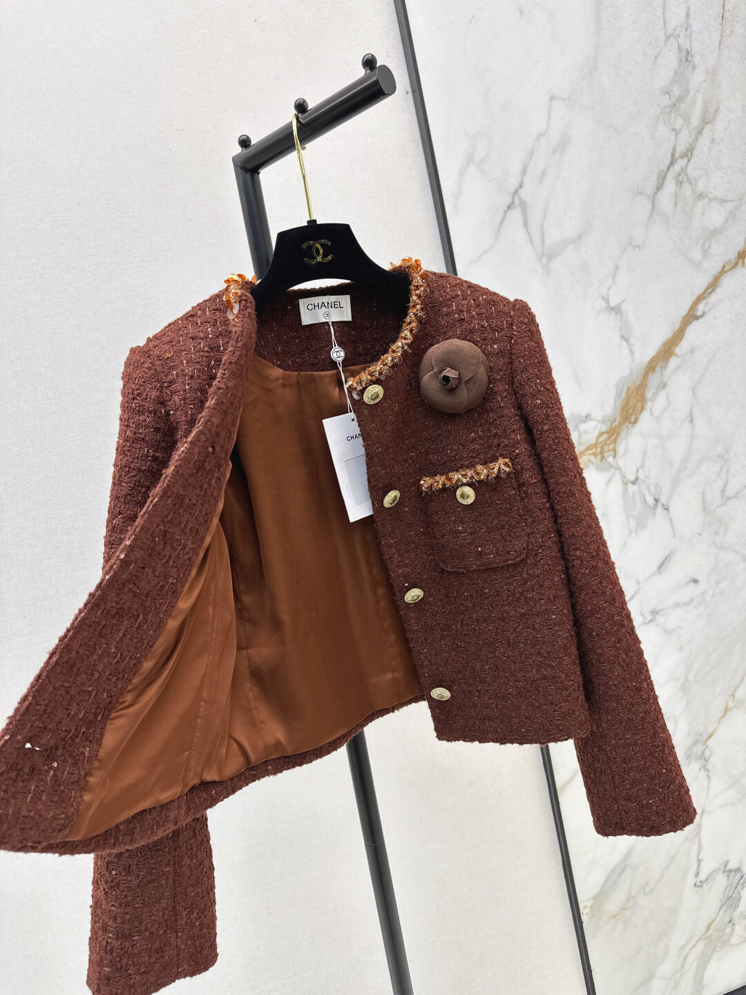 Celine Marco Women’s Brown Tweed Cropped Jacket - Image 7