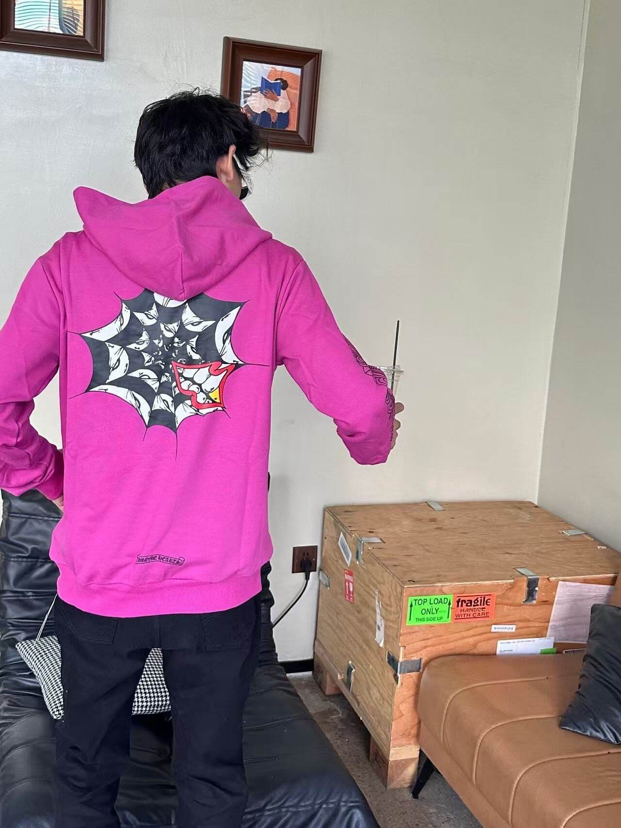 Chrome Hearts Matty Boy Spider Web Hoodie (Pink) - Image 14