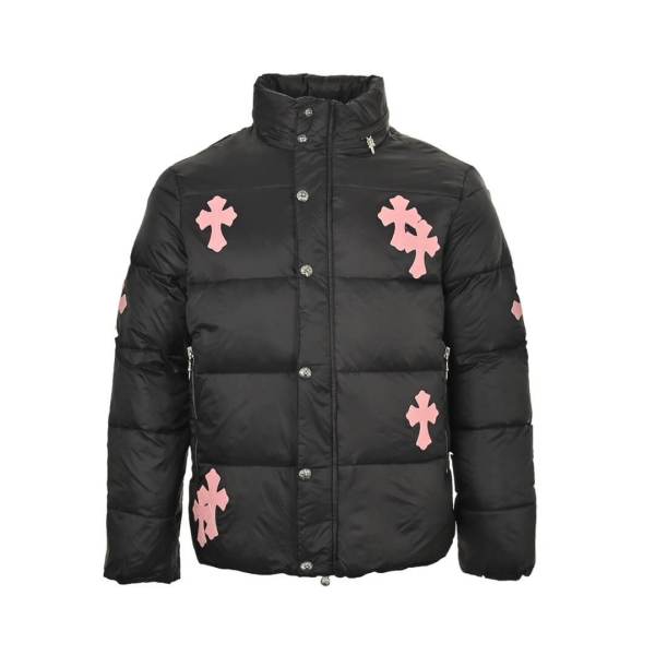 Chrome Hearts Cross Logo Puffer Jacket (Black/Pink)