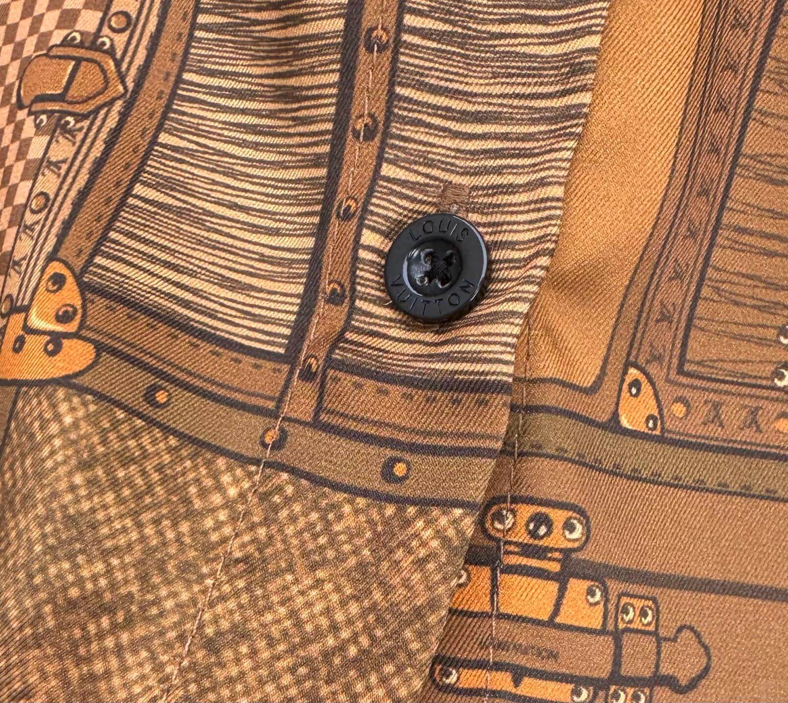 Louis Vuitton Trunk Print Silk Shirt – Brown - Image 5