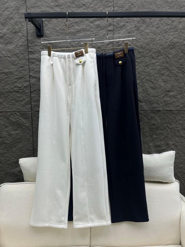 Celine Marco Women’s Navy Wide-Leg Trousers in Navy/ White