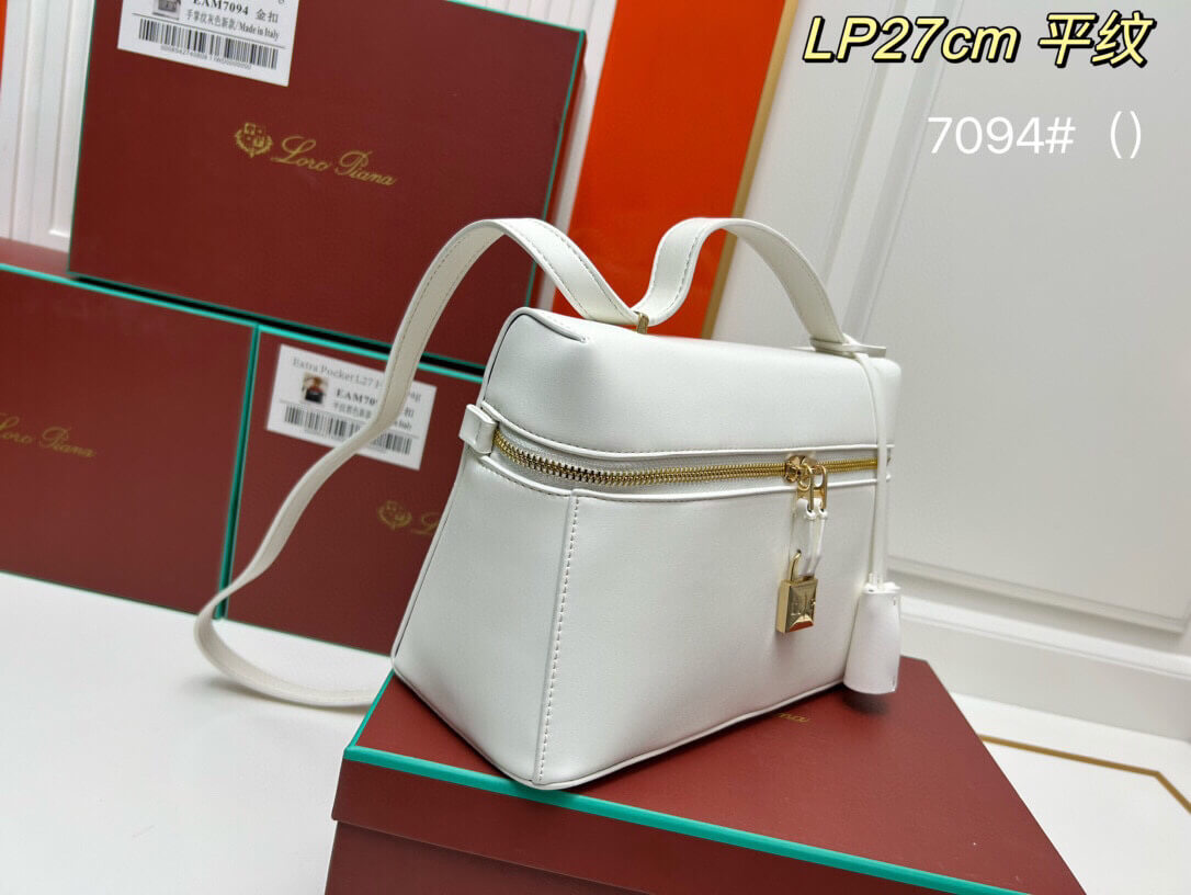 Loro Piana Extra Pocket L27 Handbag in White Leather - Image 5