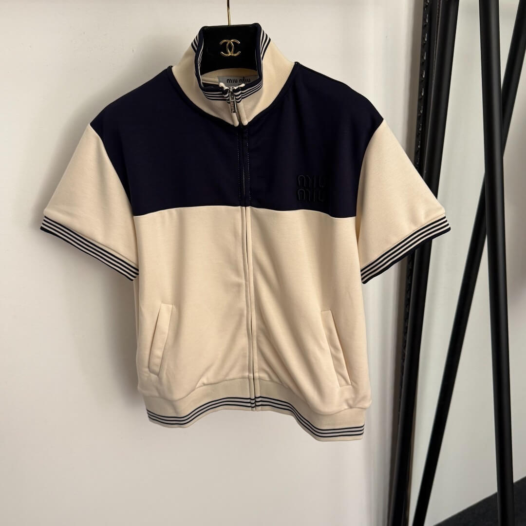 Miu Miu Technical Fabric Tracksuit Set – Navy & Camel - Image 5