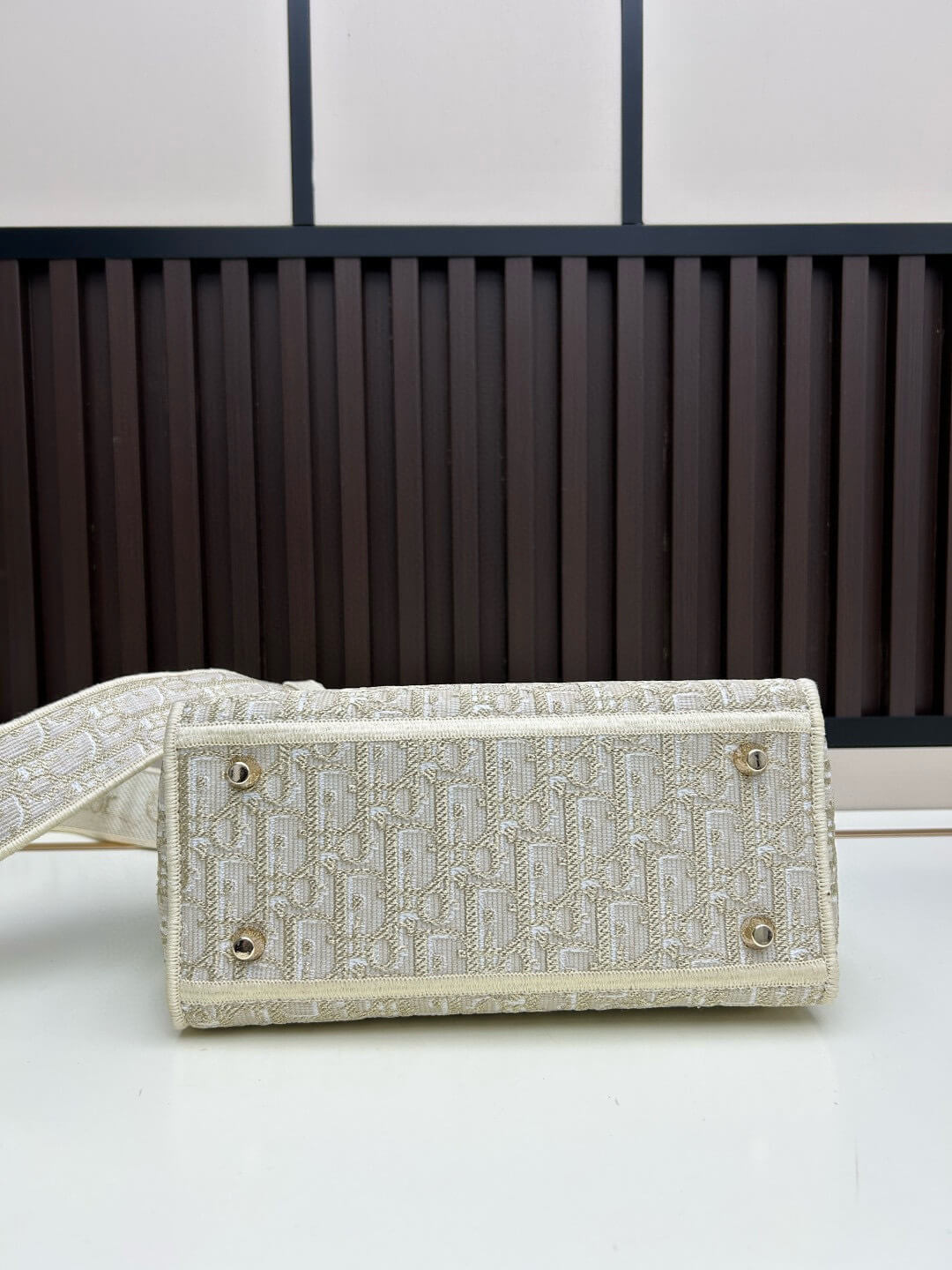 Christian Dior Lady D-Lite Bag – Beige Embroidered Canvas - Image 6