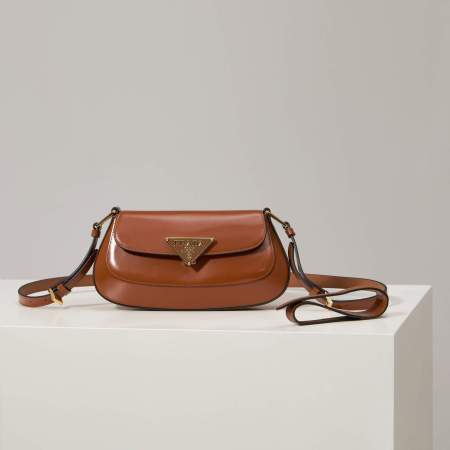 Prada Arqué Leather Shoulder Bag with Flap