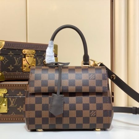 Louis Vuitton Croisette Crossbody Handbag in Damier Ebene Canvas with Gold Hardware