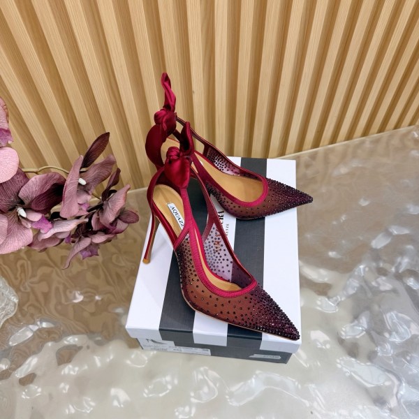 Aquazzura Diane Burgundy Vegan Satin Sling Back Pumps