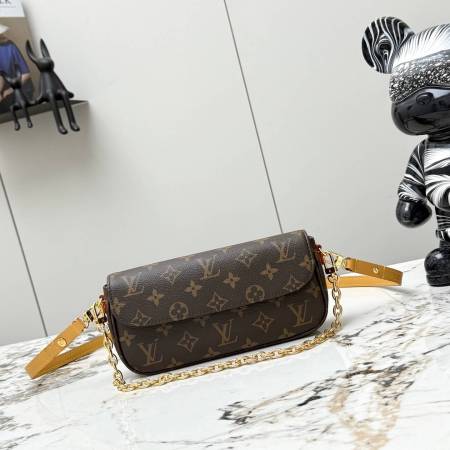 Louis Vuitton Ivy Wallet on Chain in Brown Monogram Canvas with Natural Leather Trim
