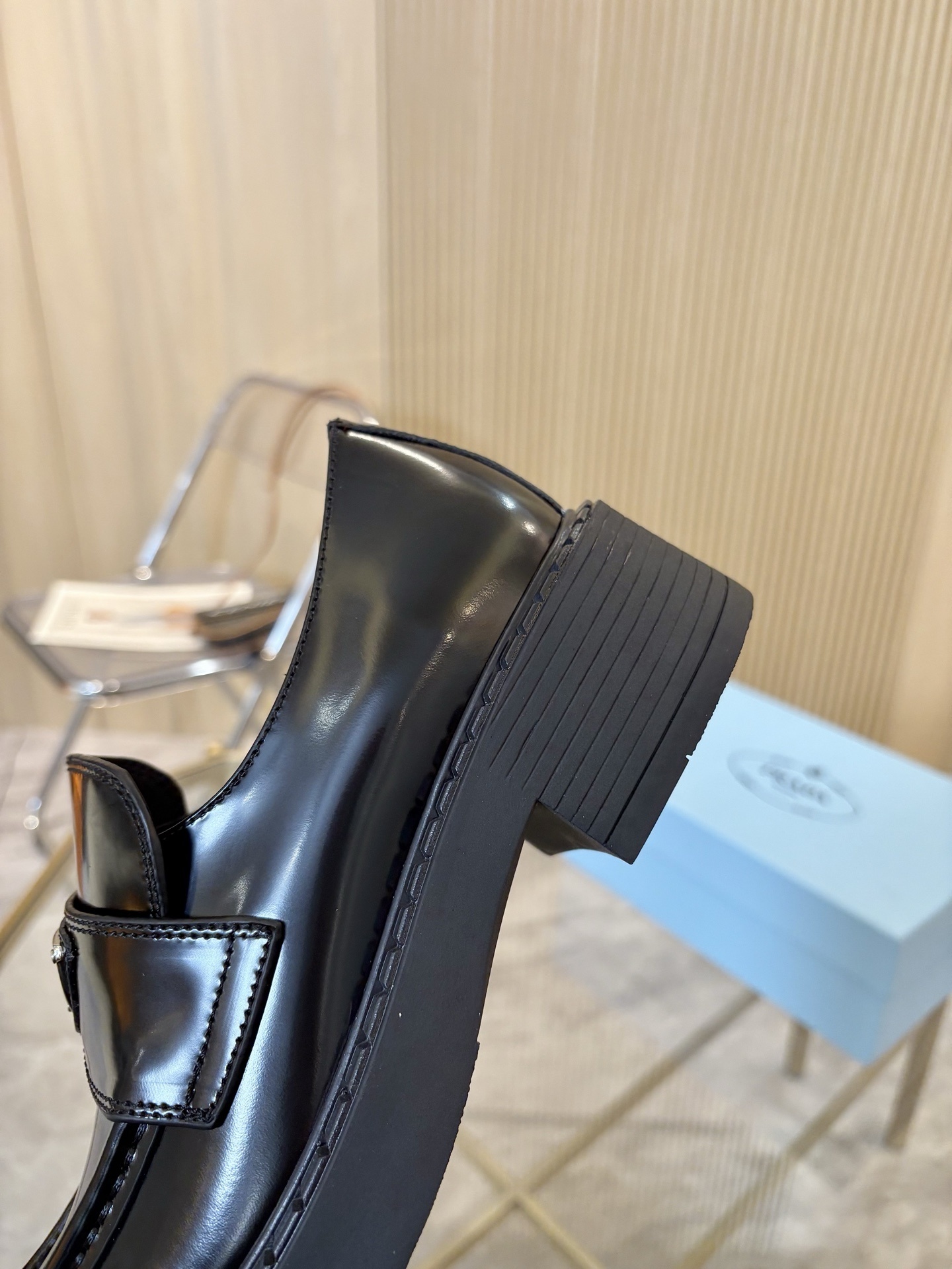 Prada Black Leather Platform Loafers - Image 7