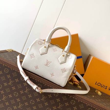Louis Vuitton Nano Speedy in Cream Blush Pink Monogram Empreinte Leather