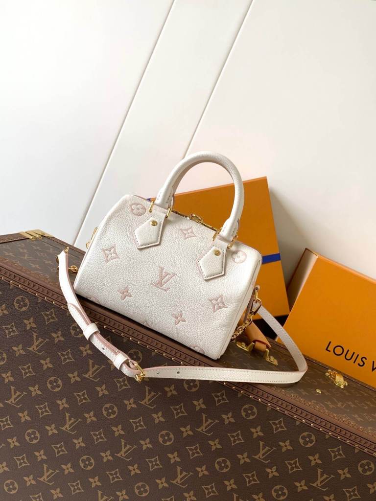 Louis Vuitton Nano Speedy in Cream Blush Pink Monogram Empreinte Leather