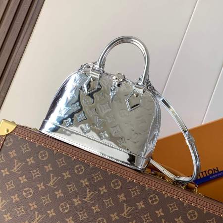 Louis Vuitton Alma BB in Silver Monogram Miroir Leather