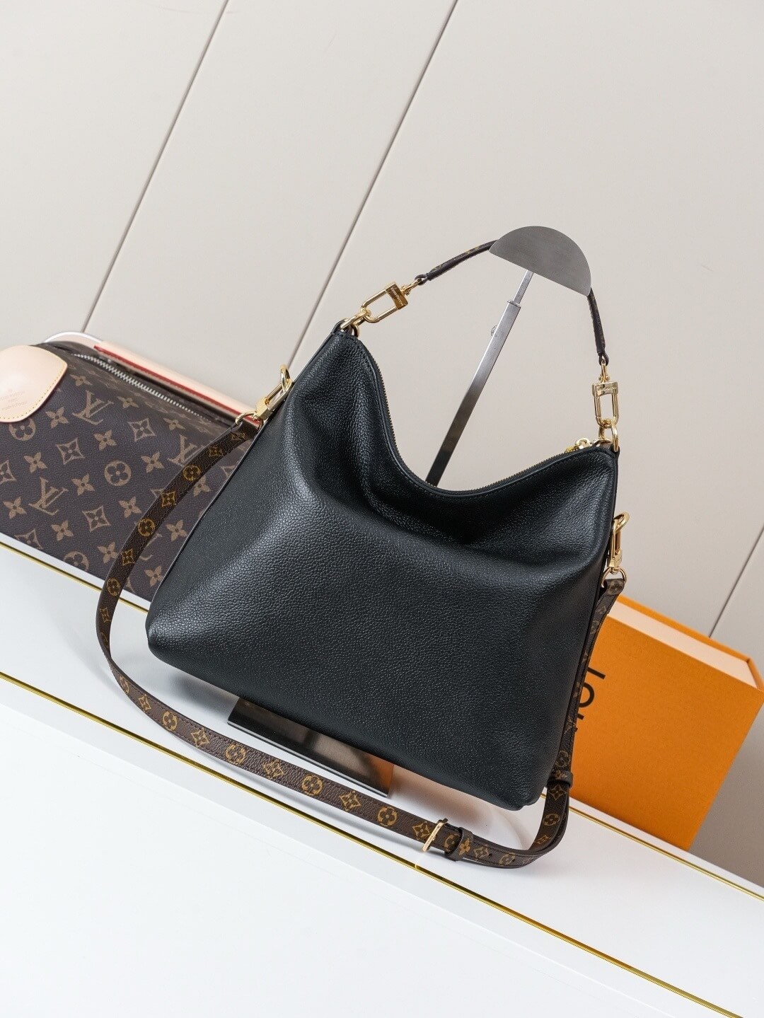 Louis Vuitton Bagatelle Hobo Bag in Black Monogram Empreinte Leather - Image 4