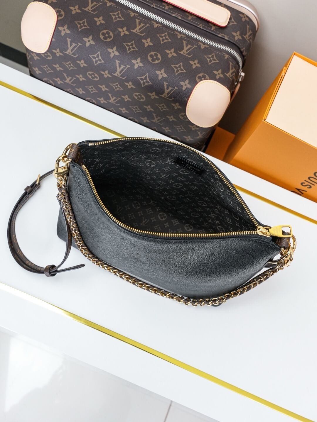 Louis Vuitton Bagatelle Hobo Bag in Black Monogram Empreinte Leather - Image 7
