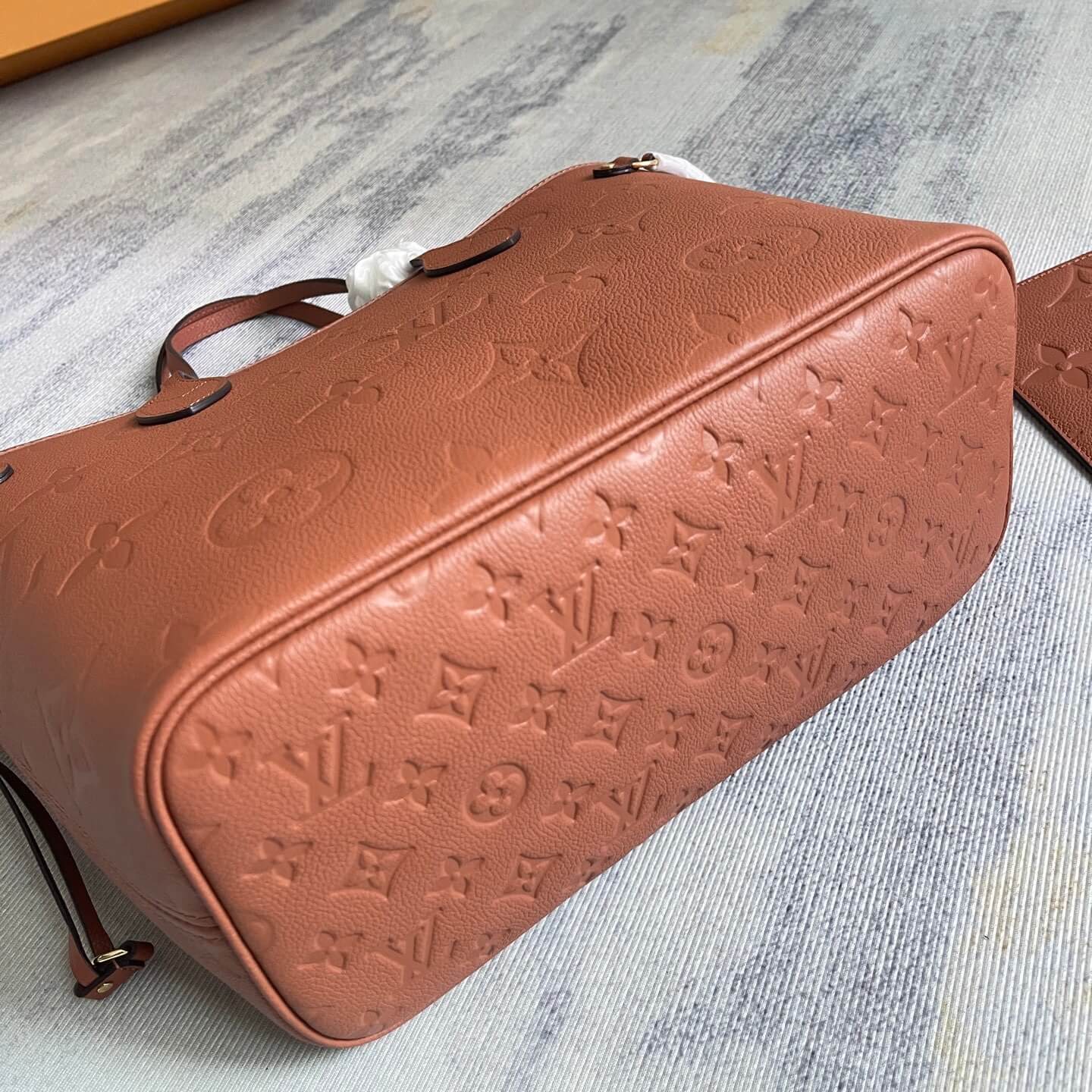 Louis Vuitton Neverfull MM Tote Bag in Cognac Monogram Empreinte Giant Leather with Pouch - Image 2