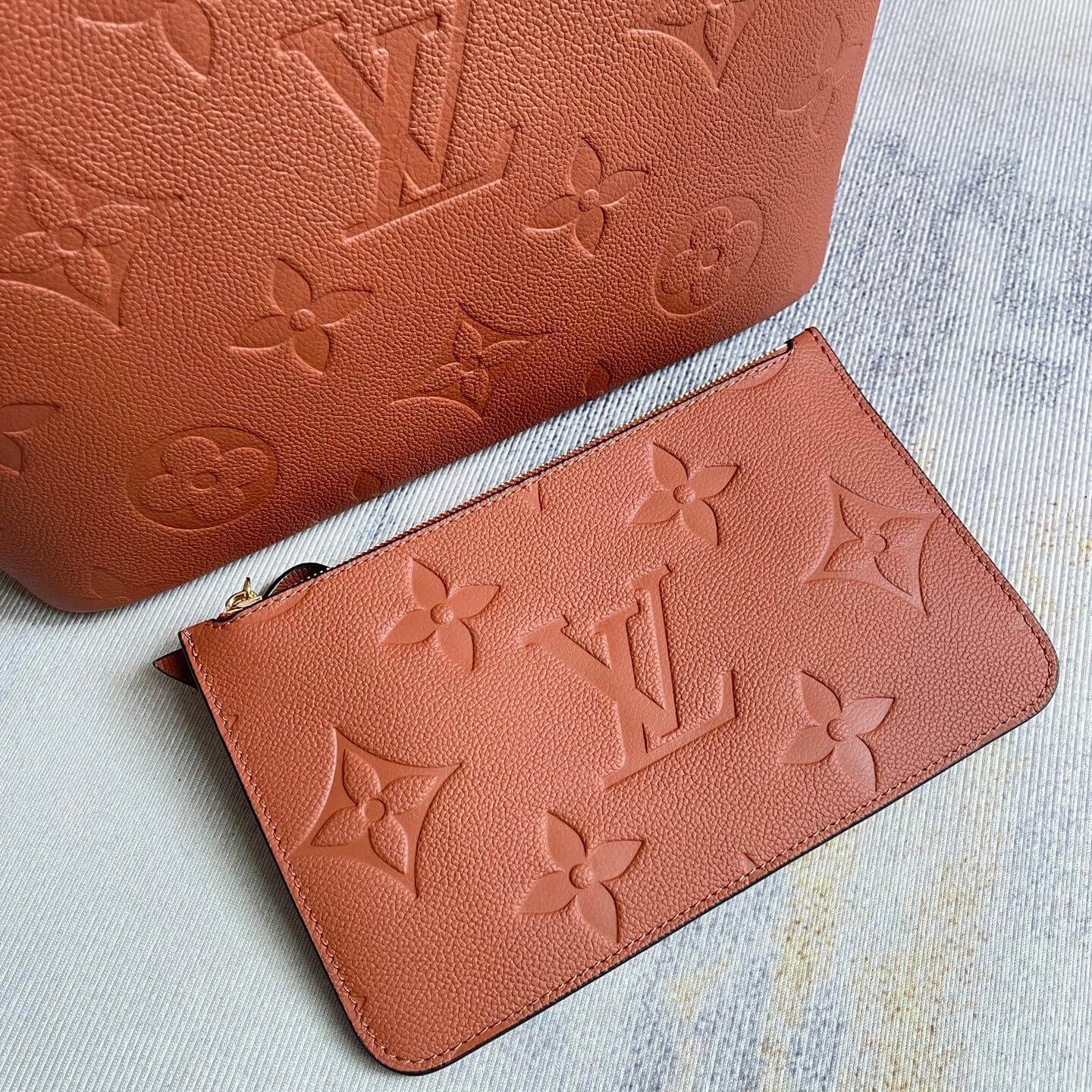 Louis Vuitton Neverfull MM Tote Bag in Cognac Monogram Empreinte Giant Leather with Pouch - Image 7