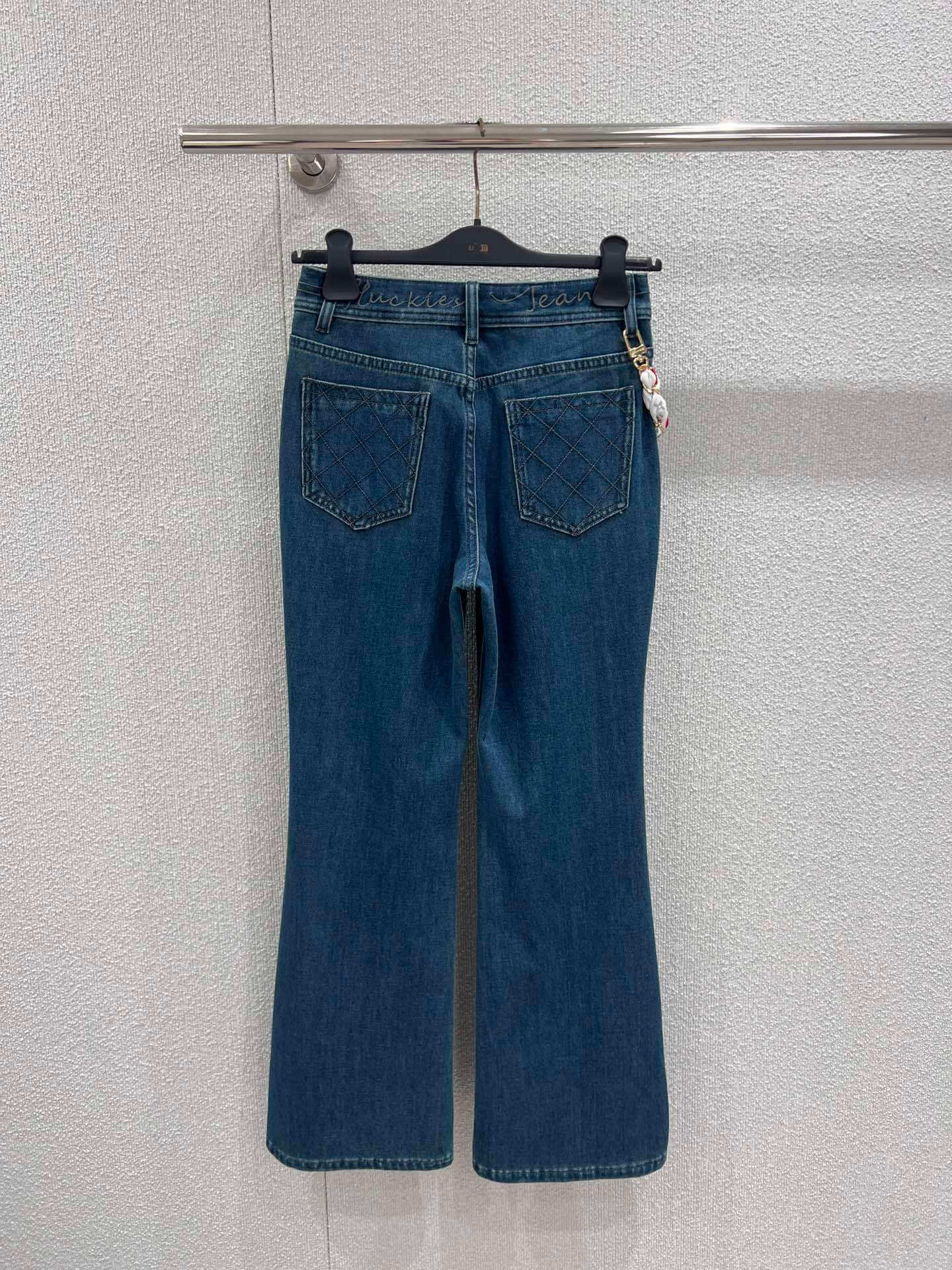 Louis Vuitton Monogram Cherry Scarf Detail Flared Denim Jeans – Dark Wash - Image 9