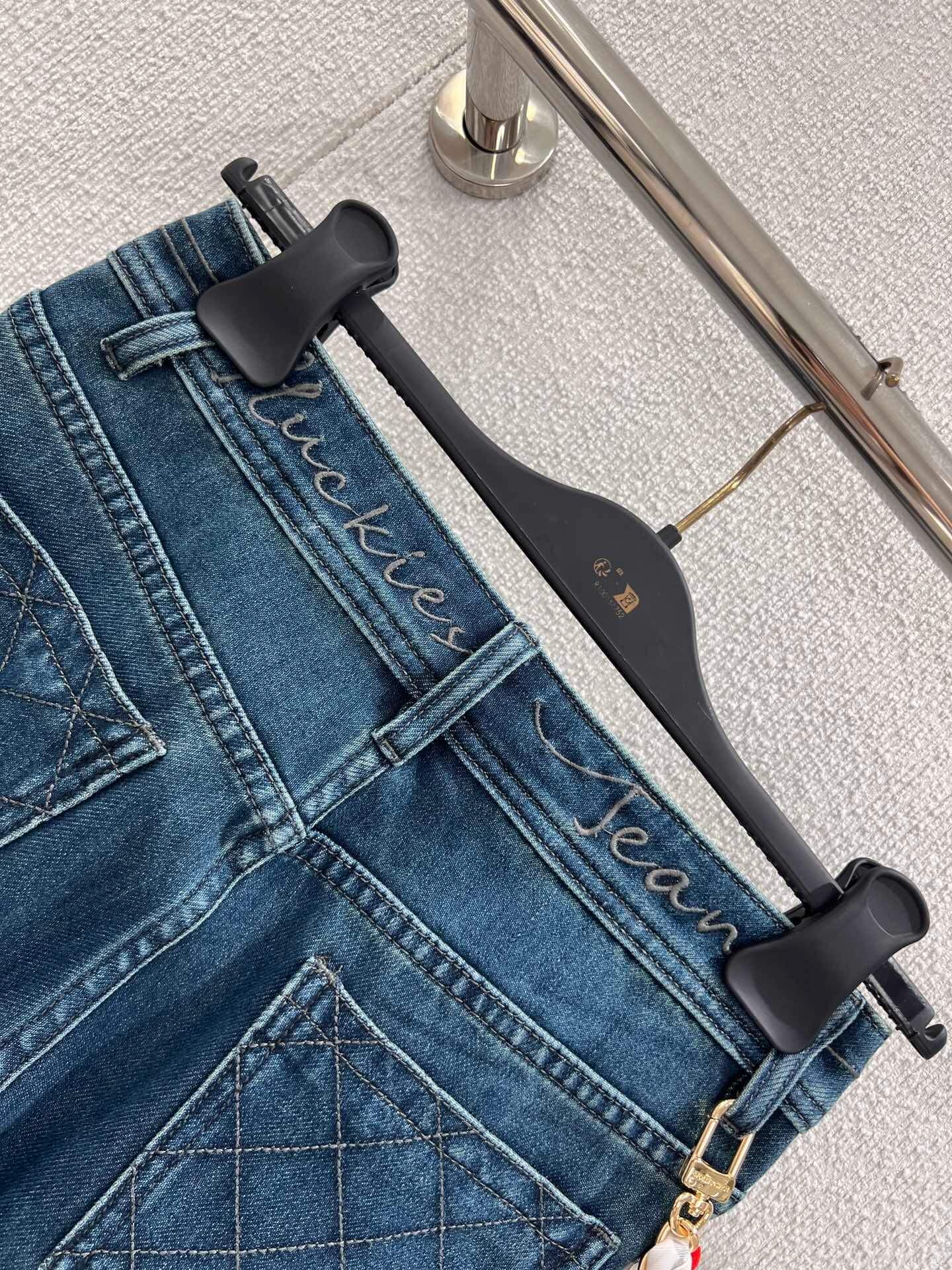 Louis Vuitton Monogram Cherry Scarf Detail Flared Denim Jeans – Dark Wash - Image 7