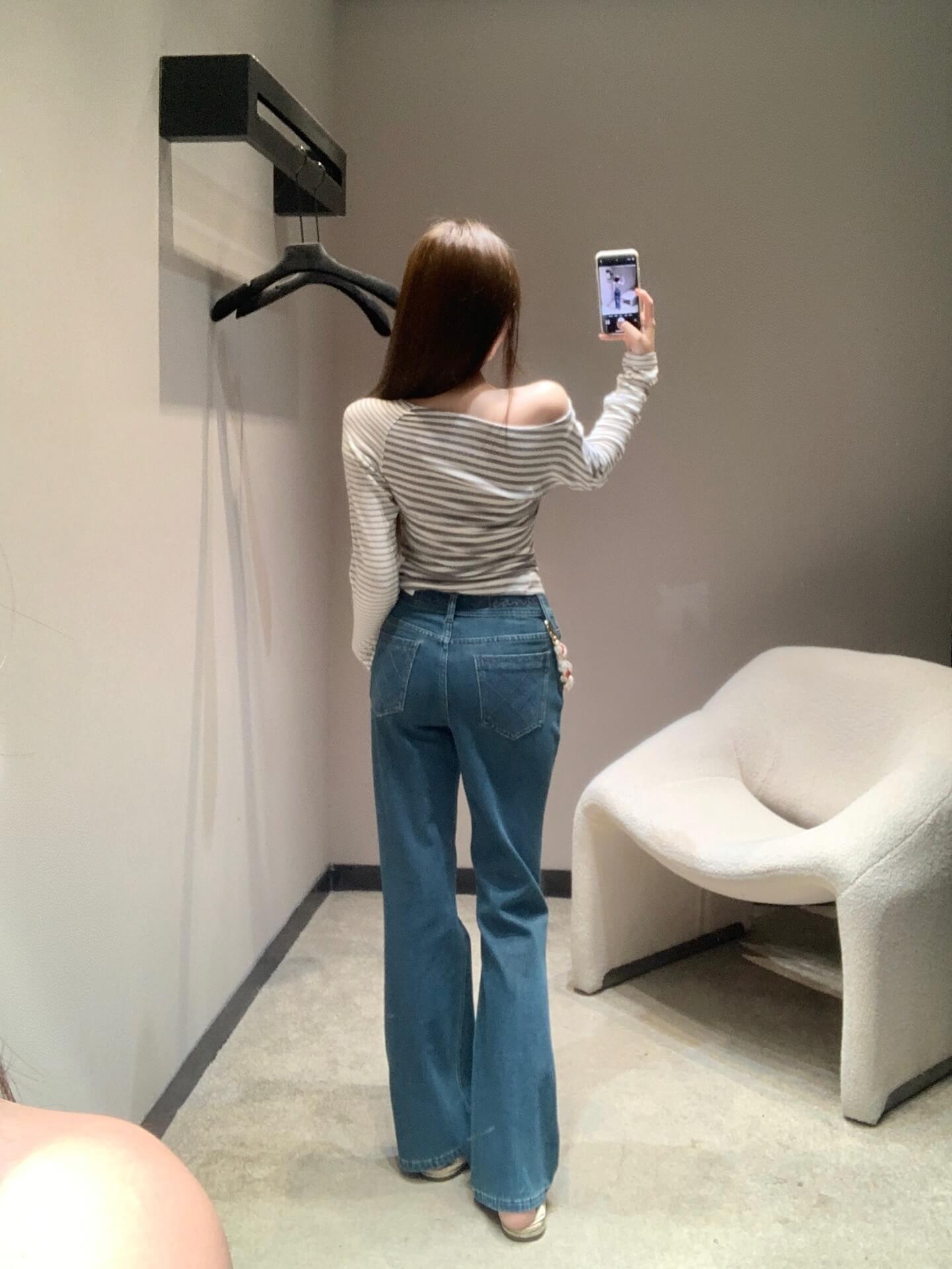 Louis Vuitton Monogram Cherry Scarf Detail Flared Denim Jeans – Dark Wash - Image 4