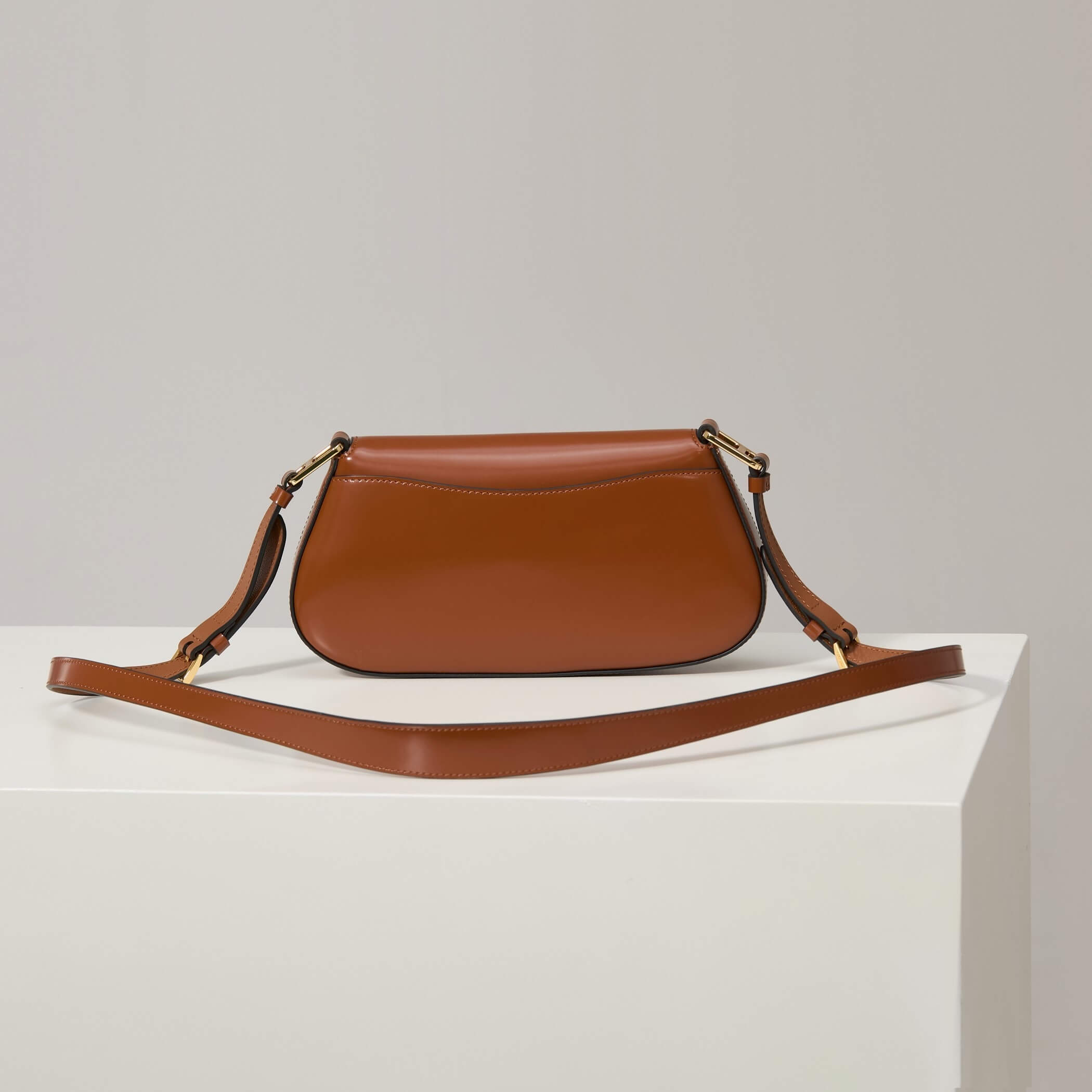 Prada Arqué Leather Shoulder Bag with Flap - Image 3