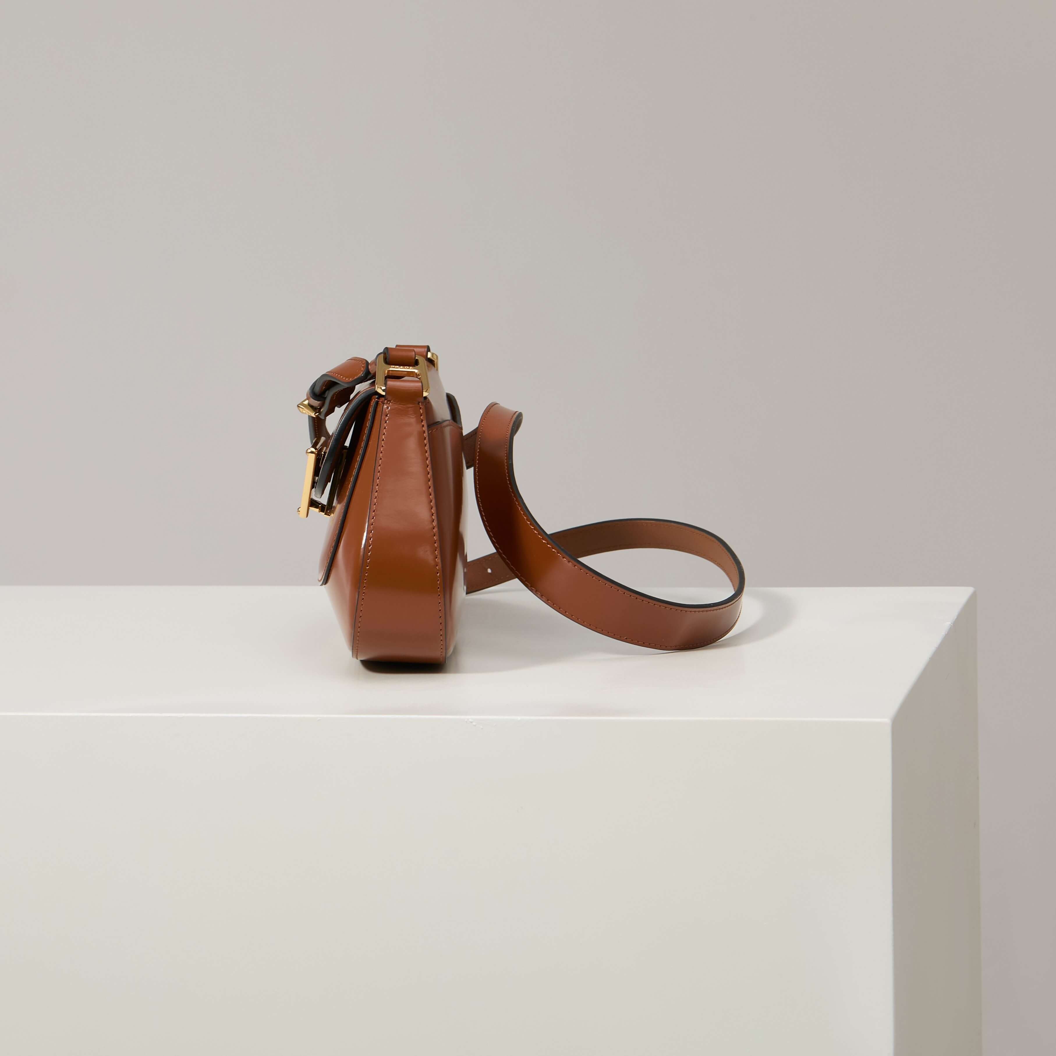 Prada Arqué Leather Shoulder Bag with Flap - Image 2