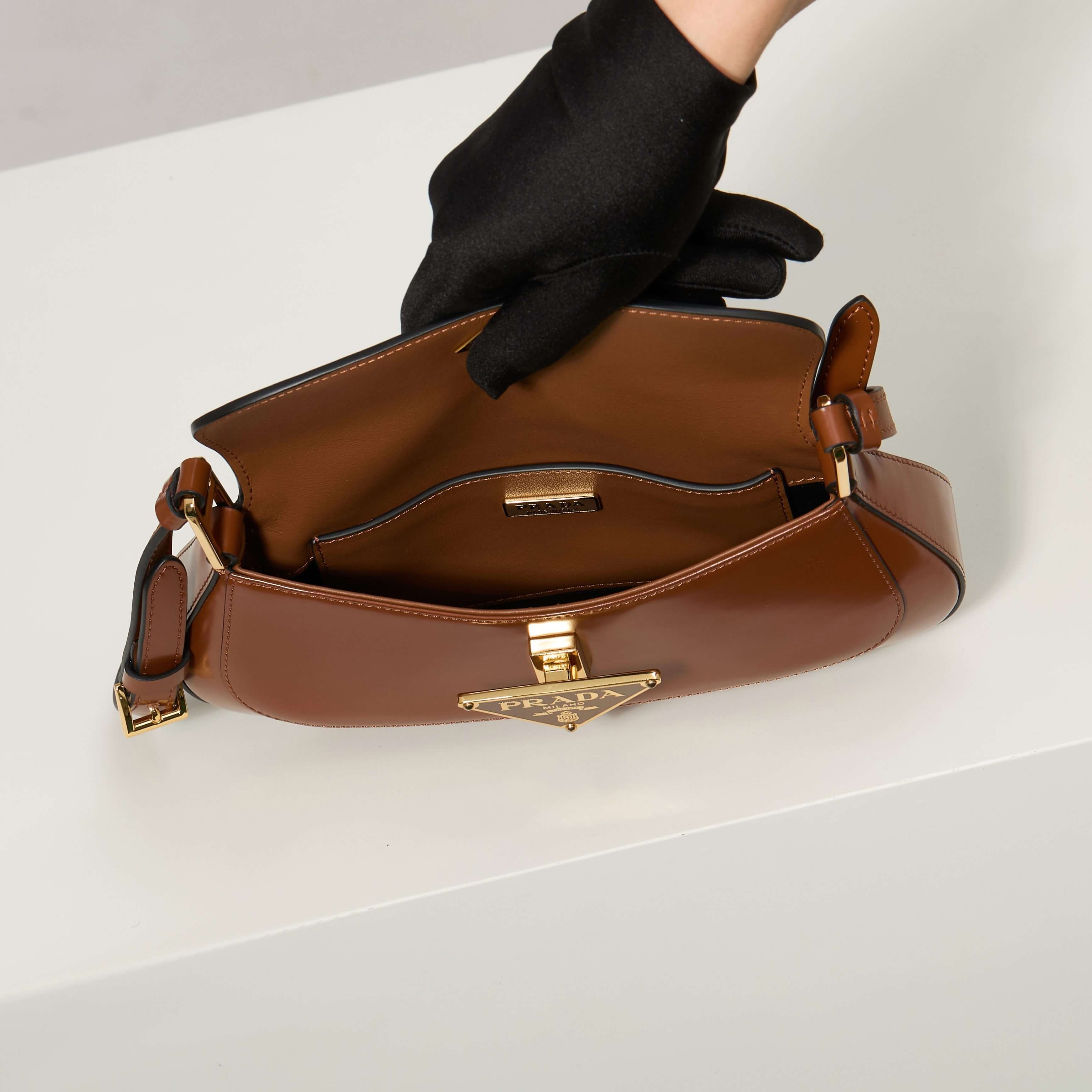 Prada Arqué Leather Shoulder Bag with Flap - Image 7