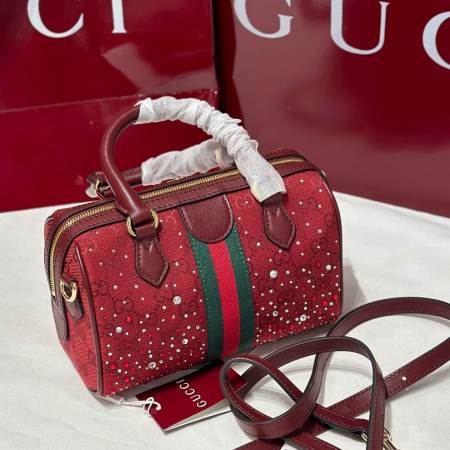 Gucci Ophidia Crystals Small Shoulder Bag – Red