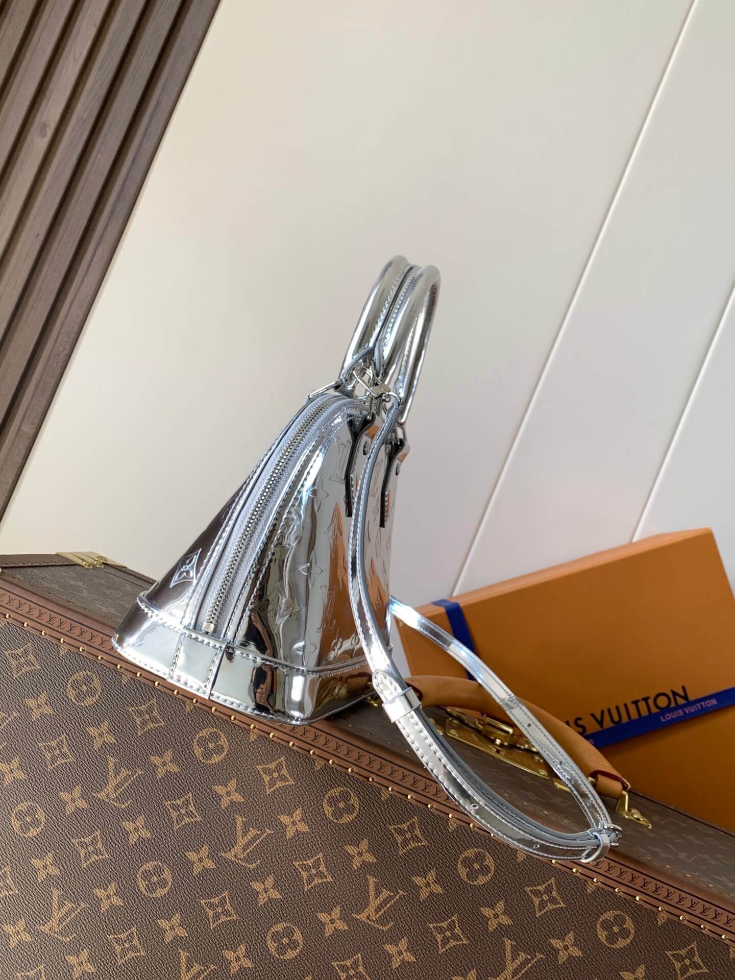 Louis Vuitton Alma BB in Silver Monogram Miroir Leather - Image 3