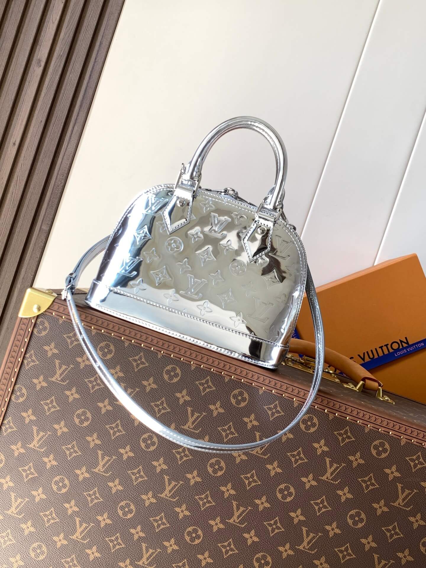 Louis Vuitton Alma BB in Silver Monogram Miroir Leather - Image 4