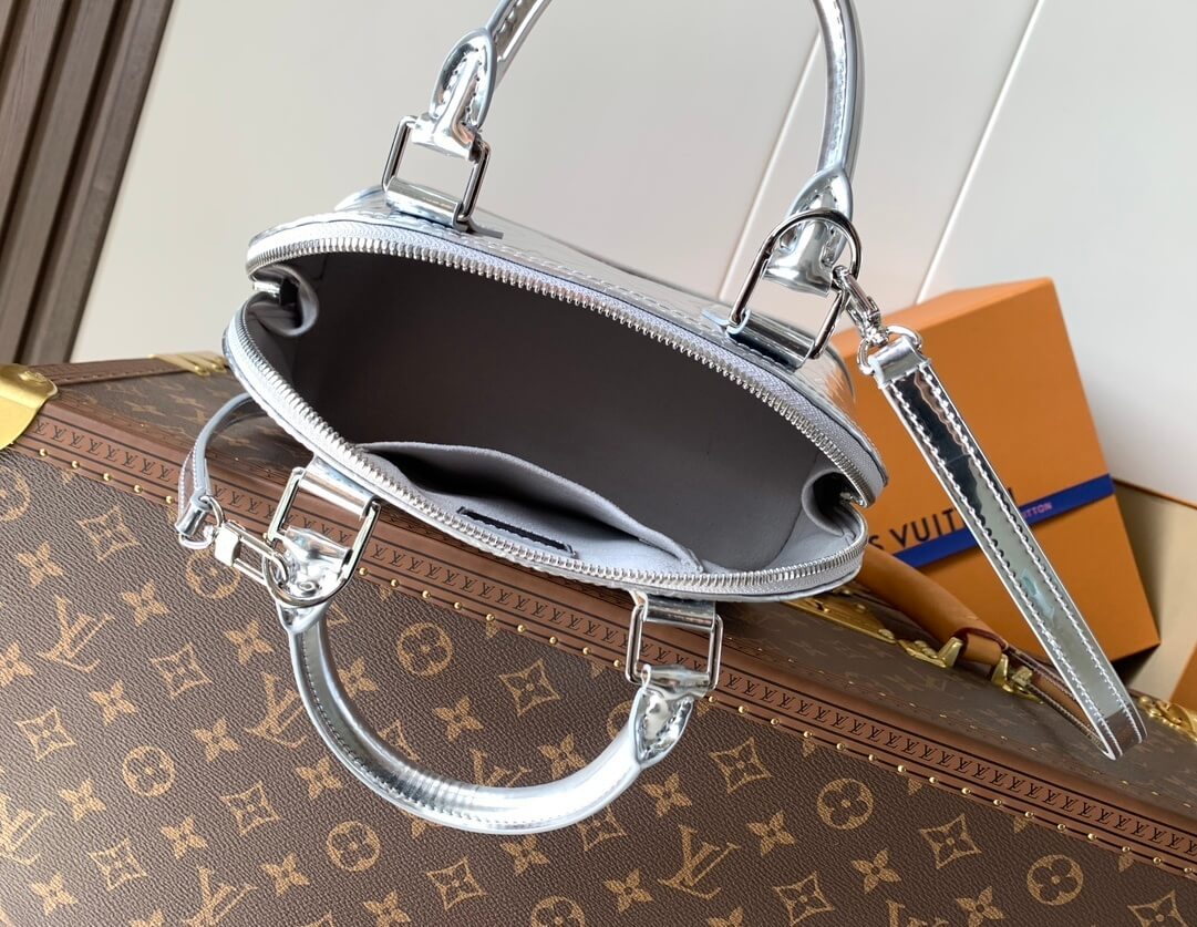 Louis Vuitton Alma BB in Silver Monogram Miroir Leather - Image 9