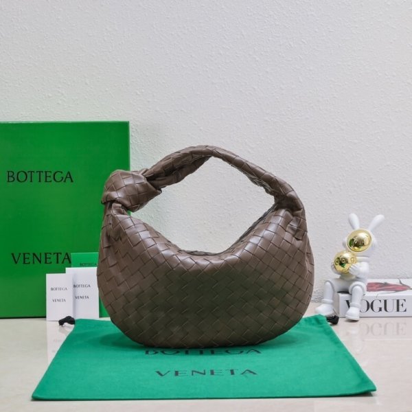 Bottega Veneta Jodie Shoulder Bag in Taupe Brown Intrecciato Woven Leather