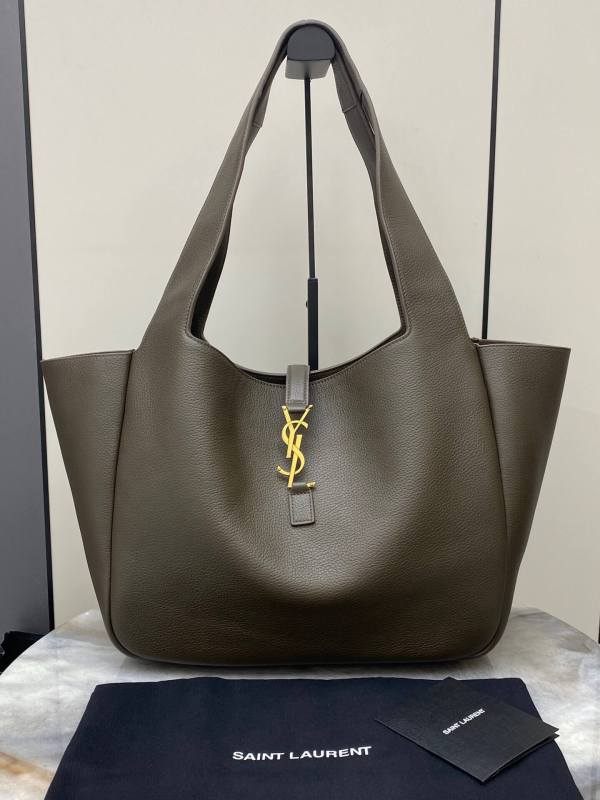 Saint Laurent LE 5 À 7 Large Soft Hobo Bag – Grained Leather in Khaki Green
