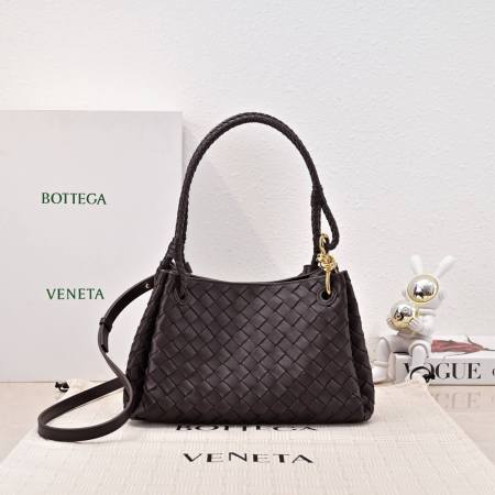 Bottega Veneta Intrecciato Small Andiamo Shoulder Bag in Dark Brown