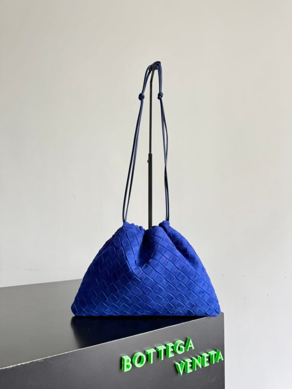 Bottega Veneta Small Intrecciato Suede Pouch Shoulder Bag – Cobalt Blue