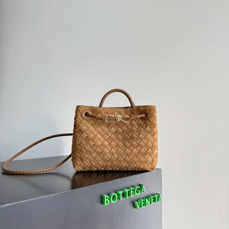 Bottega Veneta Small Andiamo Intrecciato Suede Tote Bag with Gold-Tone Knot Detail