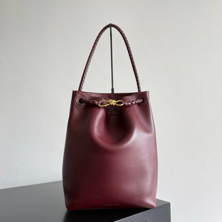 Bottega Veneta Medium Andiamo Shoulder Bag in Barolo Leather with Gold Knot Hardware
