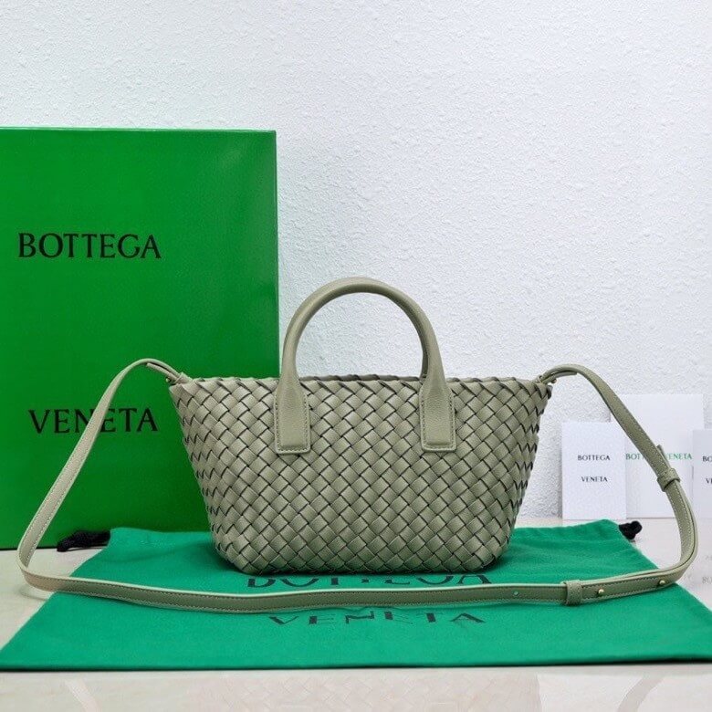 Bottega Veneta Mini Cabat Intrecciato Leather Tote Bag in Sage Green - Image 9