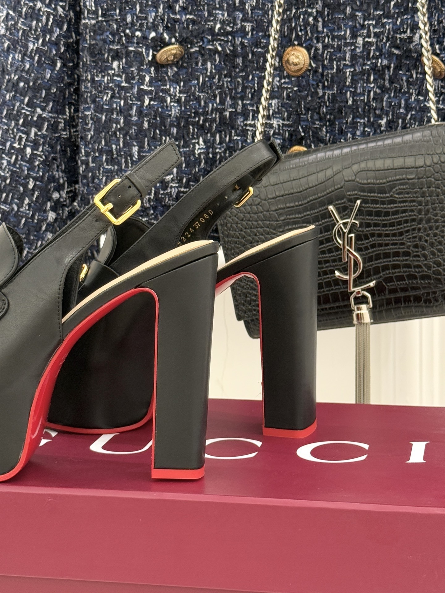 Gucci Black Horsebit Platform Slingback Pumps - Image 6