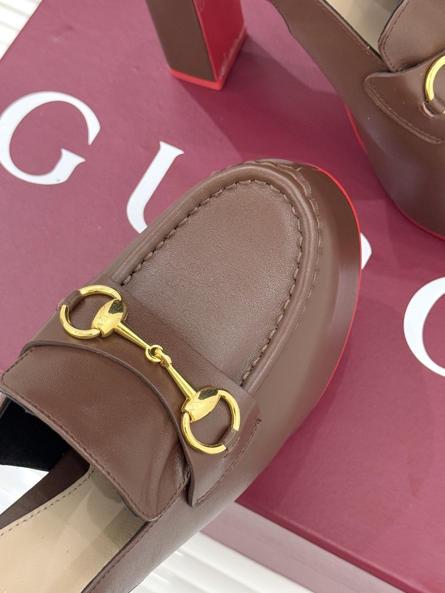 Gucci Brown Horsebit Platform Slingback Pumps - Image 7