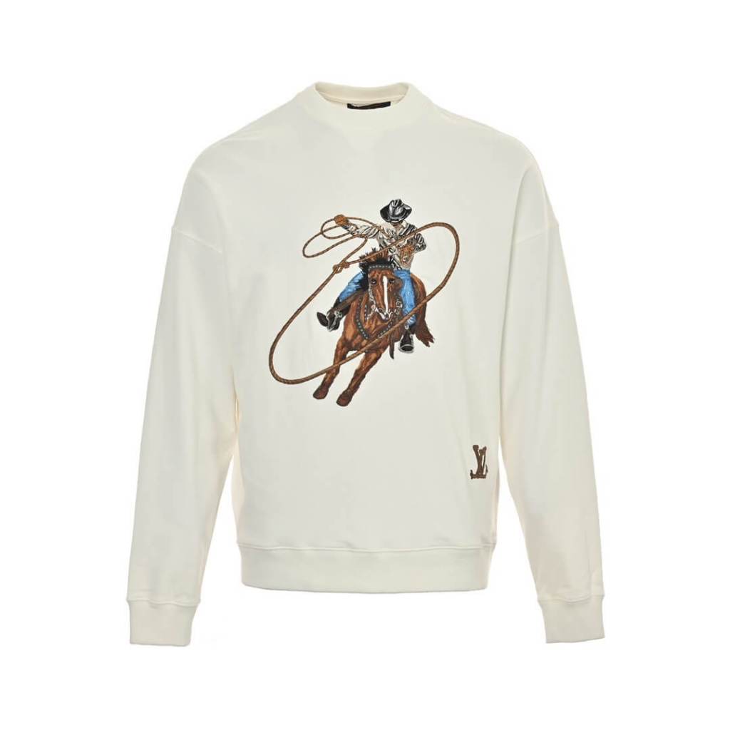 Louis Vuitton Embroidered Cowboy Lasso Sweatshirt – Cream White