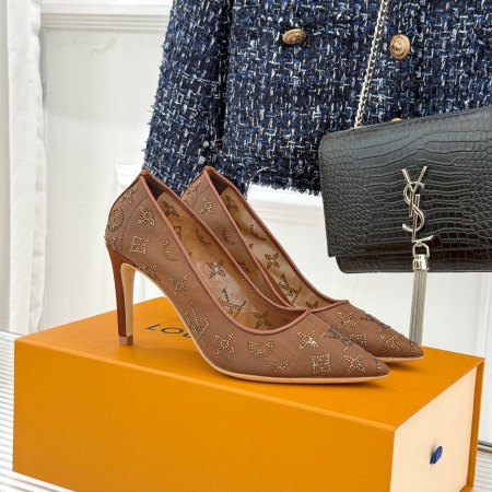 Louis Vuitton Brown Crystal Monogram Mesh Gala Pumps