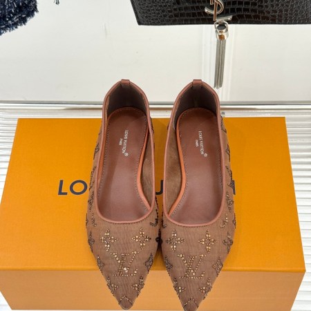Louis Vuitton Brown Monogram Rhinestone Mesh Gala Flat Ballerinas